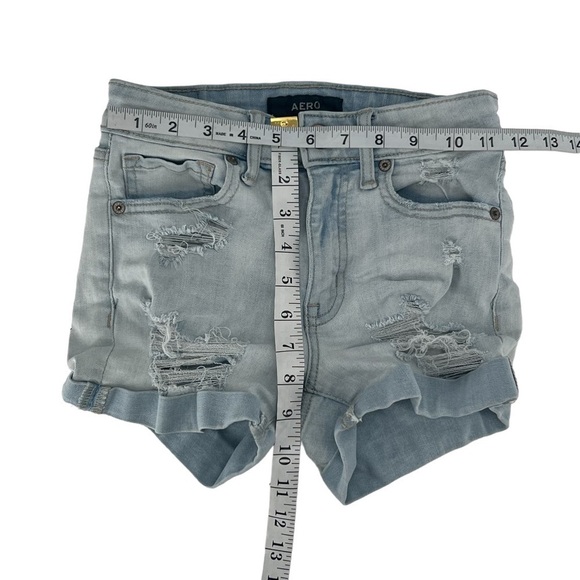 Aeropostale High Rise Stretch Cuffed Hem Distressed Jeans Shorts Size 00 Women’s - Picture 5 of 5